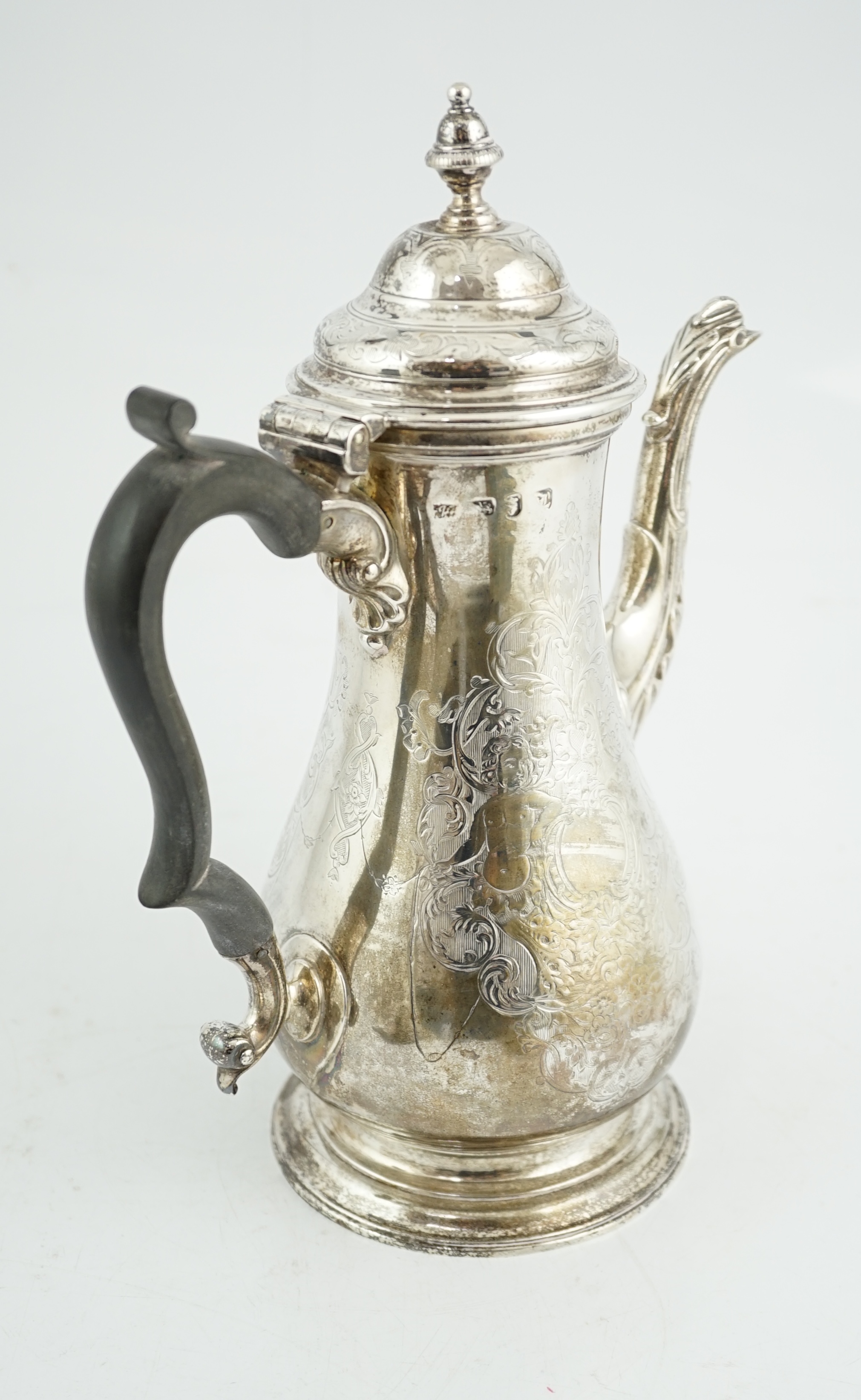 A George III silver coffee pot, by John Payne?